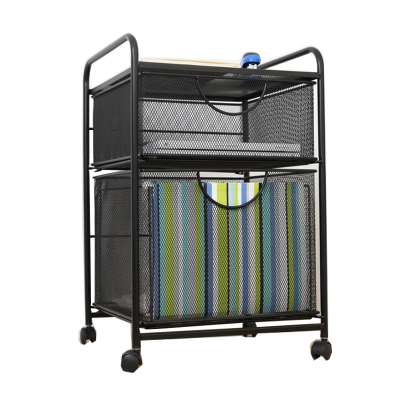 sheet metal 2 Drawers wire cart simple metal mesh home office storage file cabinets