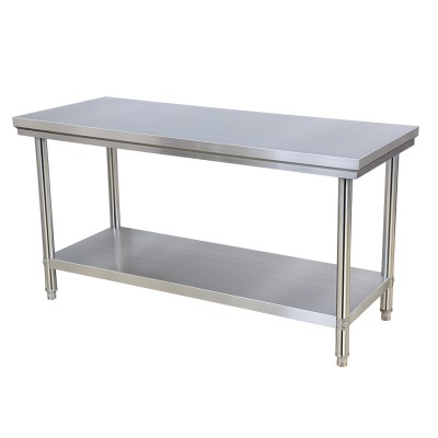 Stainless steel working table commercial kitchen 2 tier storage shelf shelves